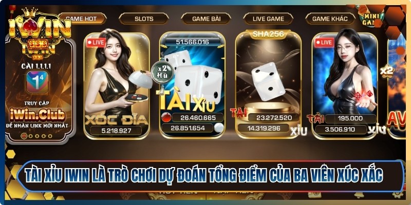 Tài xỉu iWin là trò chơi dự đoán tổng điểm của ba viên xúc xắc sau khi được lắc